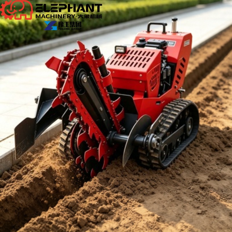 Heavy Equipment Trencher - Zanjadora sobre orugas, mini máquina agrícola